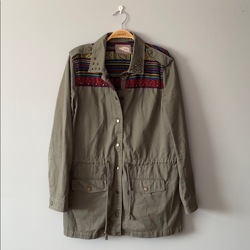 Embroidered Olive Anorak